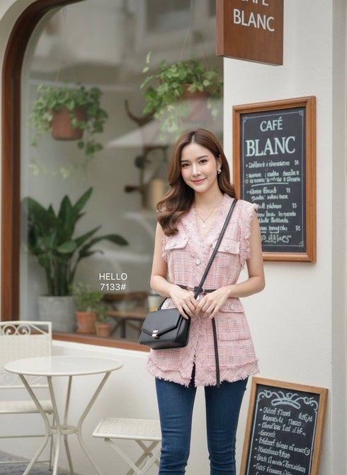 Winter Fashionable Tweed Dress/ Jacket With Belt